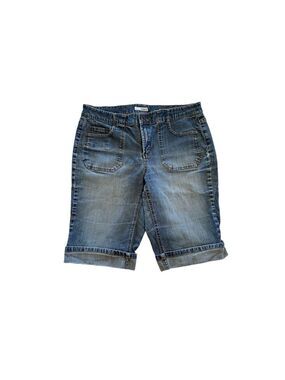 Tint Women's Denim Bermuda Short Cuffed Blue Size 12 5-Pockets Zipper Button